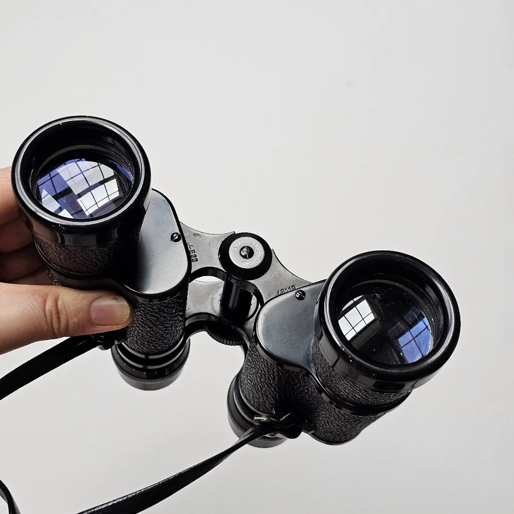 Vintage Manon Shrine 7x35 Binoculars Japan Coated Optics w/ Case Caps Bird Watch